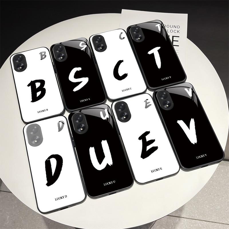 Phone Case For OPPO A18 A38 A58 A78 Back Covers Lucky Letter Protective Case For OPPOA18 OPPOA38 Tempered Glass Soft TPU Shell
