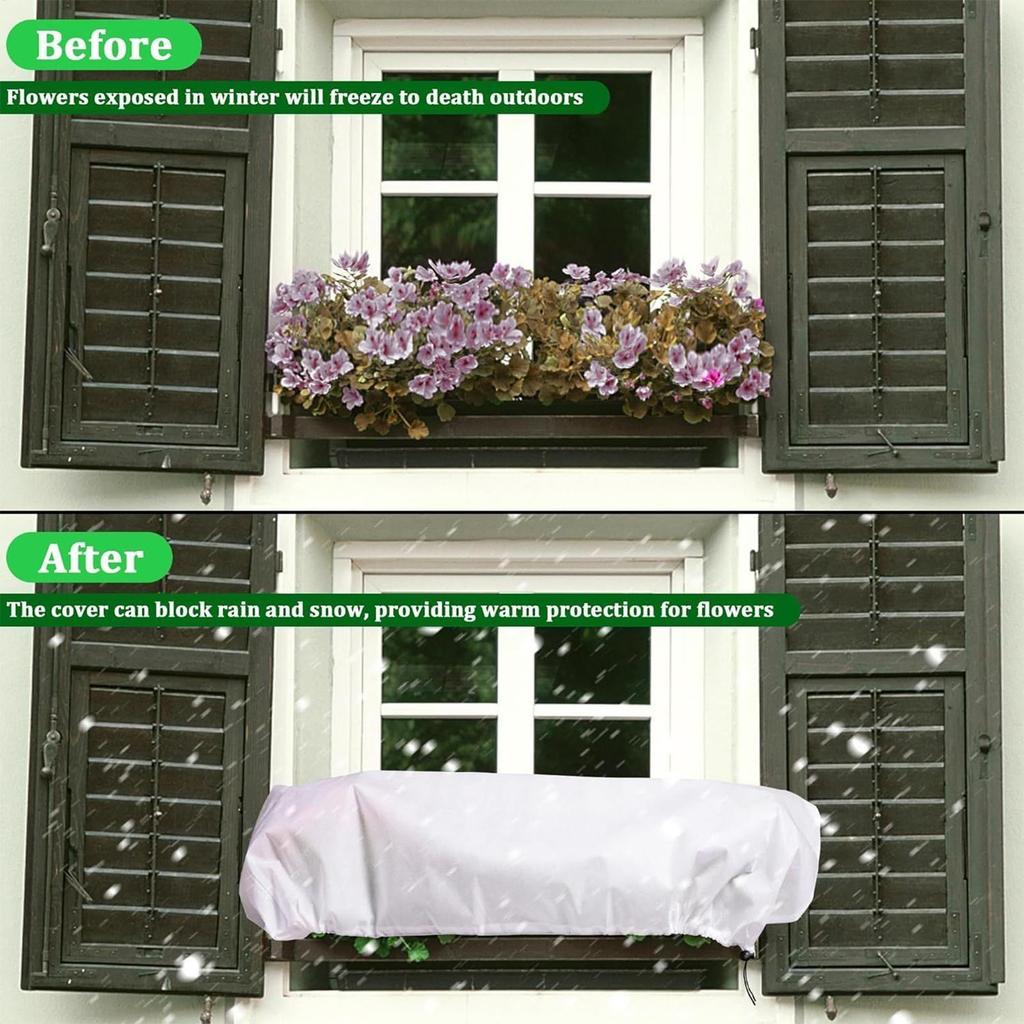 Frostskydd för utomhusväxter 59 X 15,7 X 17,7 tum Vinterväxtskydd med dragsko Non-woven omslag för utomhusfönsterbänk