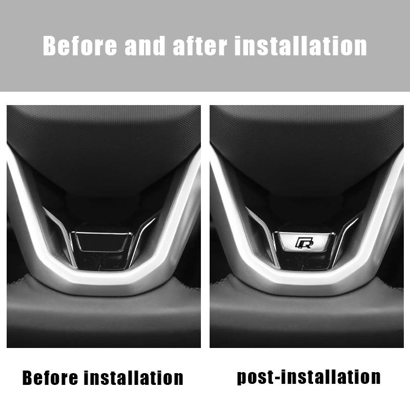For Volkswagen Car Steering Wheel Accessories Metal Stickers Accessories For VW GTI R Line Polo Golf Passat Scirocco Tiguan Jetta T-ROC Touareg