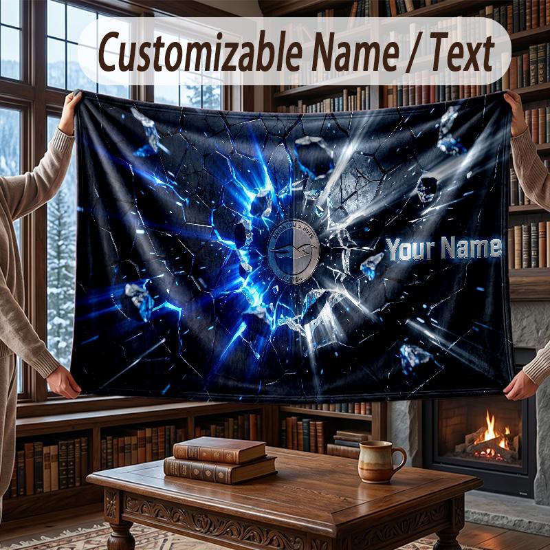 Custom Name Flannel Throw Blanket Brighton & Hove Albion Football Pattern Warm Home Decoration