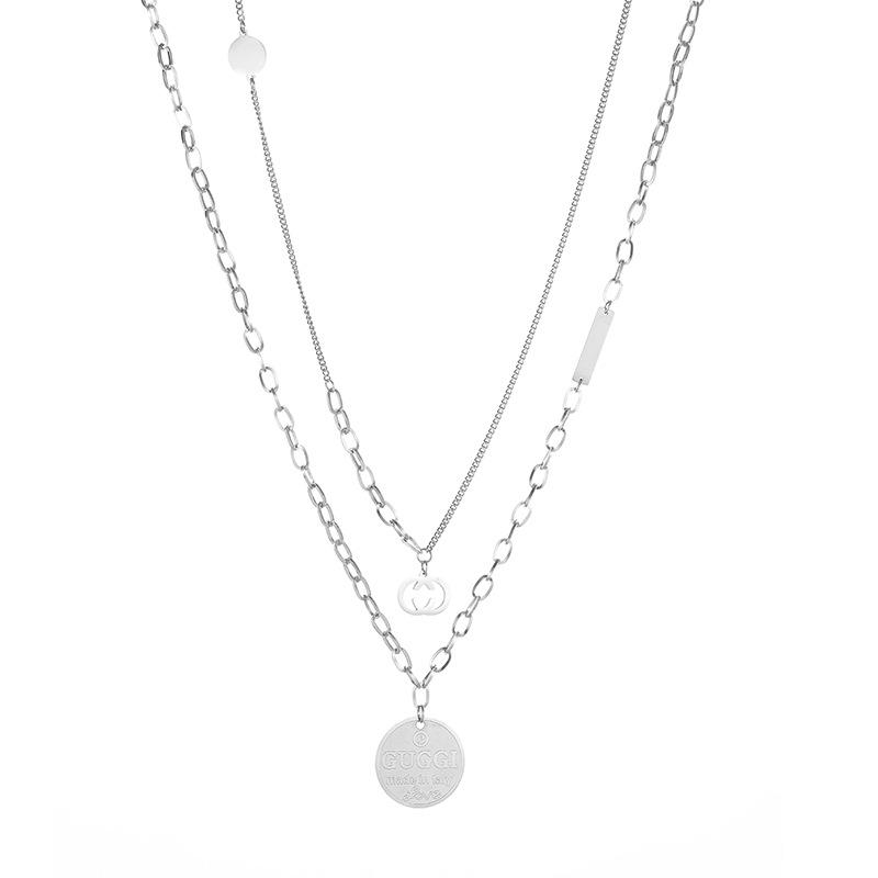 Titanium Steel Necklace Women'S Niche Design Sense Tag Sweater Chain Metal Wind Stainless Steel Collarbone Chain