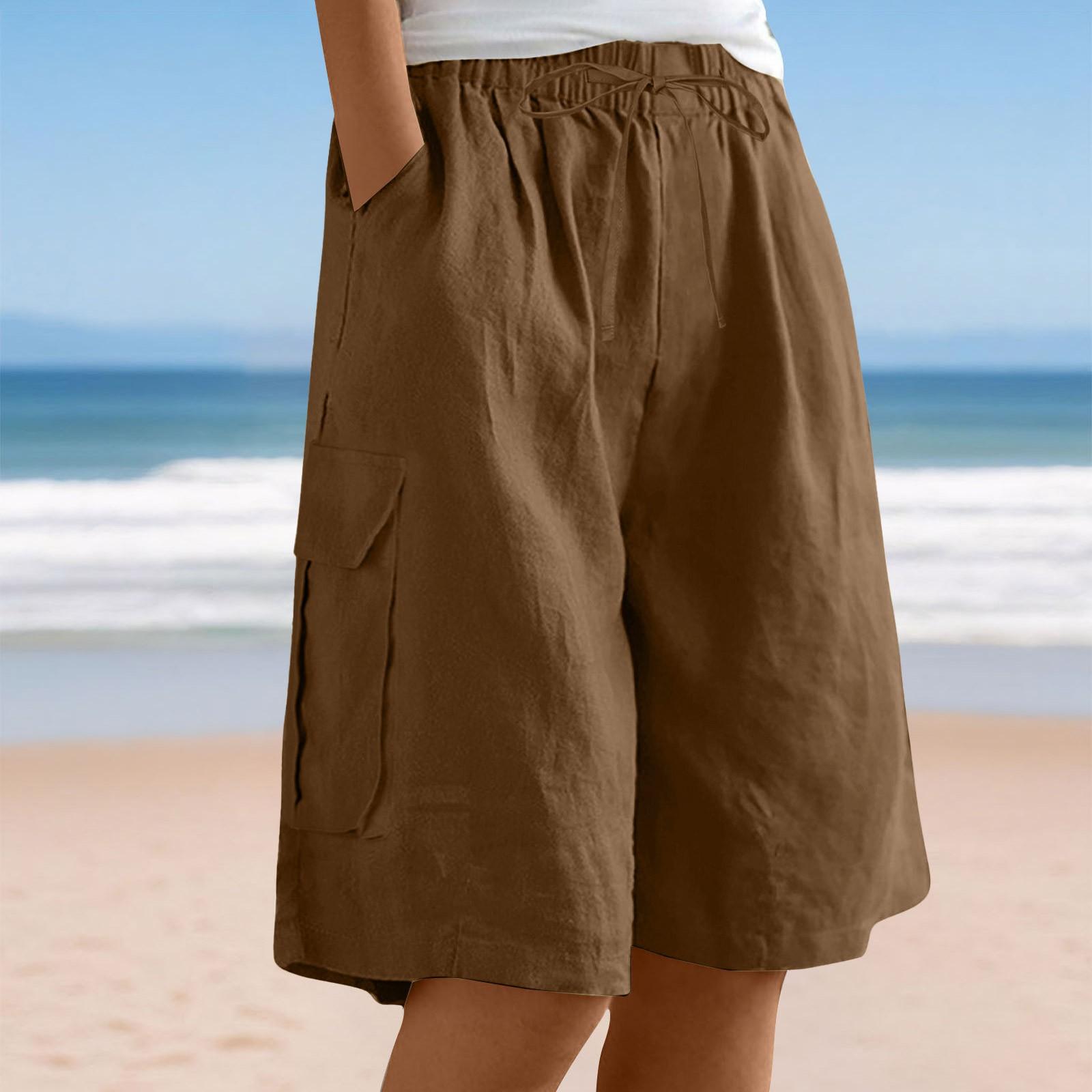 

Женские спортивные брюки на шнуровке, рабочие шорты и повседневные брюки S кофейный