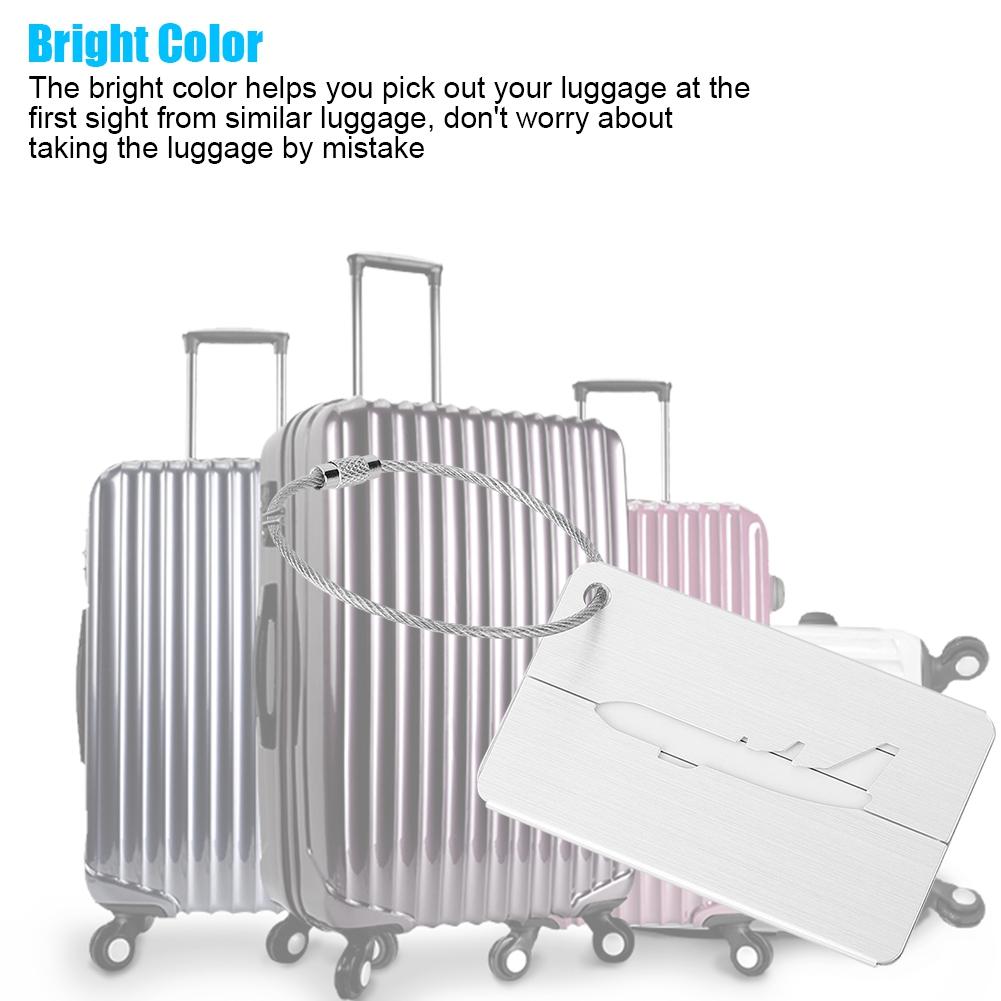5Pcs Aluminum Alloy Travel Baggage Luggage Suitcase Tag ID Card Label (Silver)