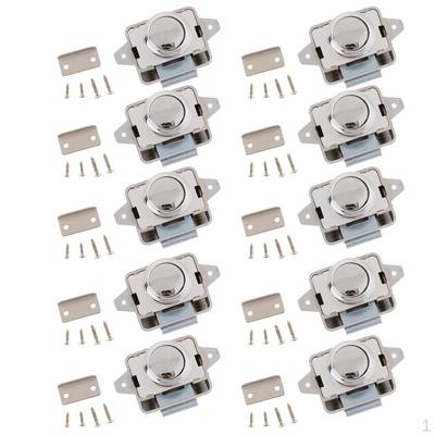 10x Push Button for RV Boat Drawer Cupboard Cabinet Door Sliver