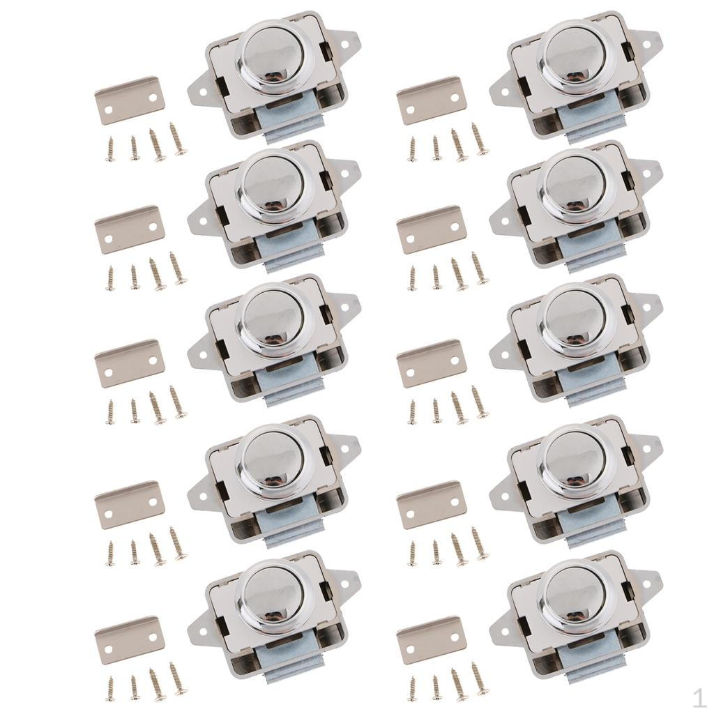 

10x Push Button for RV Boat Drawer Cupboard Cabinet Door Sliver