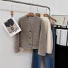 % Sheep wool granular fleece fur integrated coat women's autumn and winter V-neck premium short sheep shearing fur top