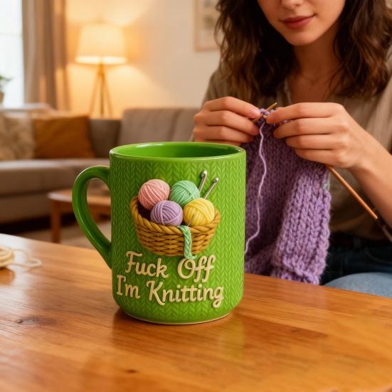 Mug Tricot Drôle avec Citation Sarcastique 11/15oz Tasse à Café en Céramique Cadeau Nouveauté pour les Passionnés de Tricot et de Crochet