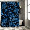 Luxury Vintage Blue Black Shower Curtain for Bathroom Decor Waterproof Fabric Printing Flower Pattern Bath Room Shower Curtains