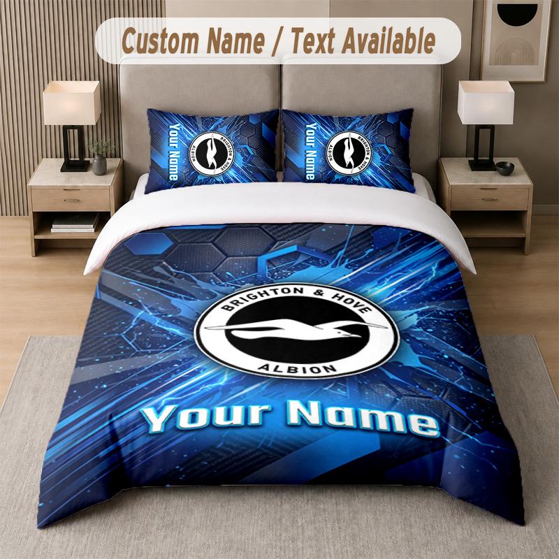Brighton & Hove Albion Football Design Bedding Set Custom Text 1 Duvet Cover & 2 Pillow Cases