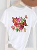 (Asian Size) Short Sleeve Women's Top T Female Print  Fashion Ladies O-neck Butterfly Cute Lovely Casual Clothing  Graphic Tee T-shirts