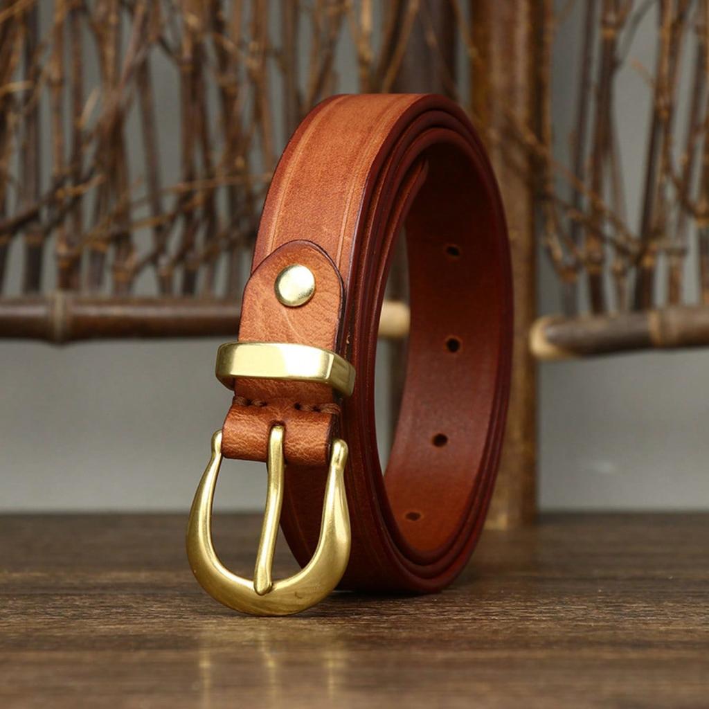 Leather Belt for Women, Korean Version, Trendy, Versatile, Personalized, Retro Style, Cowhide Jeans Belt for Women