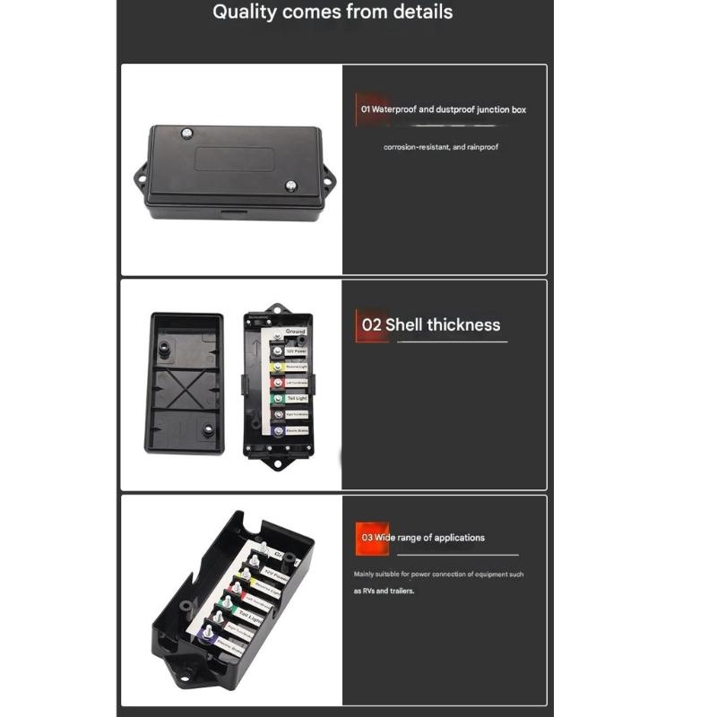 Easy Installation Weatherproof 7 Way Trailer Junction Box For Secure Electrical Signal Management In Trucks And Trailers