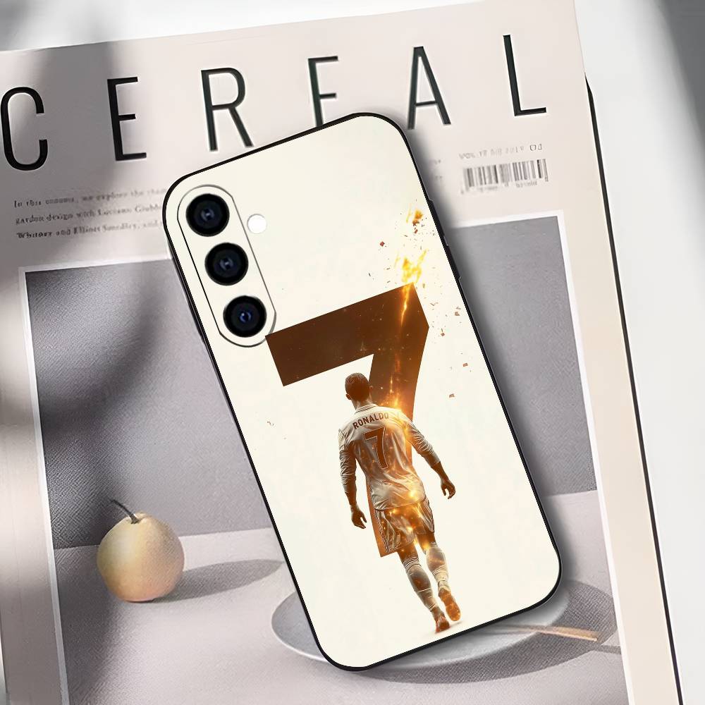 C-CR7 Football Ronaldo Phone Case For Samsung Galaxy A73,A72,A71,A70,A53,A52,A51,Soft Silicone Black Cover