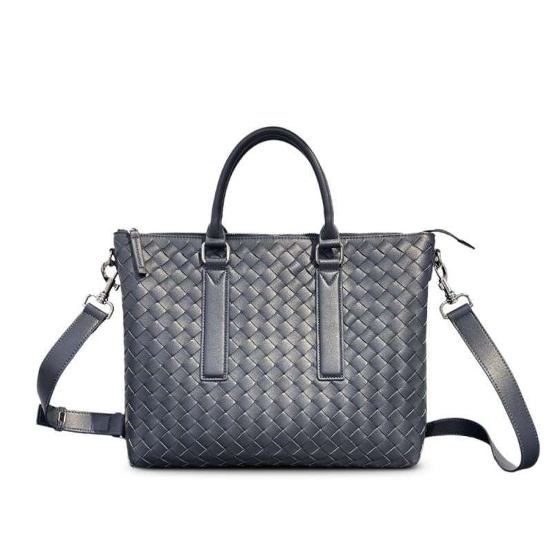 Pravá kůže Tkaná Velkokapacitní Aktovka Tote Bag Pánská Dámská Business Cestování Rameno Crossbody
