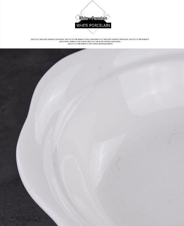 Elegant White Ceramic Pickled Fish & Noodle Bowl for Home or Restaurant Use