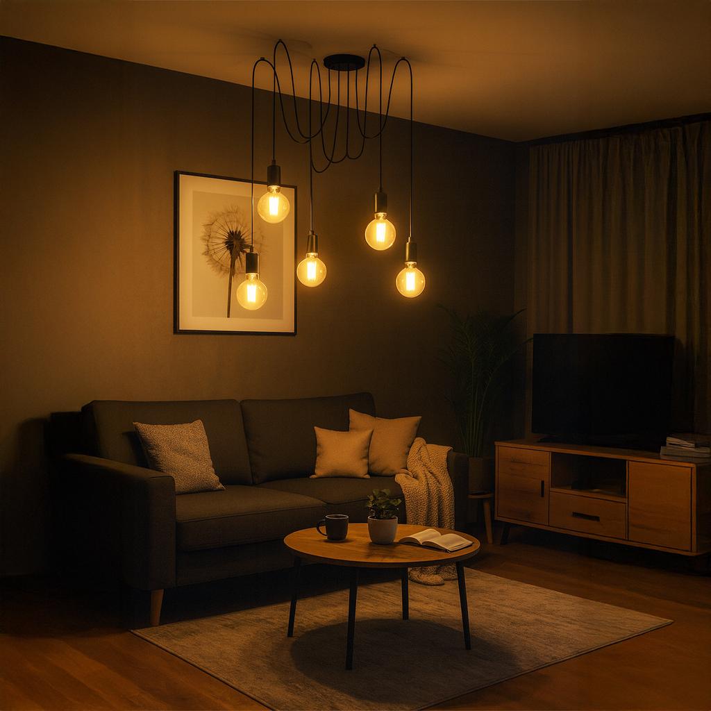 Pendant Ceiling Lamp Arane Spider 5 Arms For Led 5X E27 Lumiled