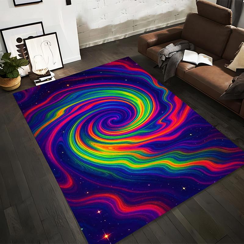 

Colorful Galaxy Swirl Pattern Carpet with Stars, Modern Home Decor Rug Suitable for use as an anti-slip for living room bedroom sofas 40x60cm( 15x23in )