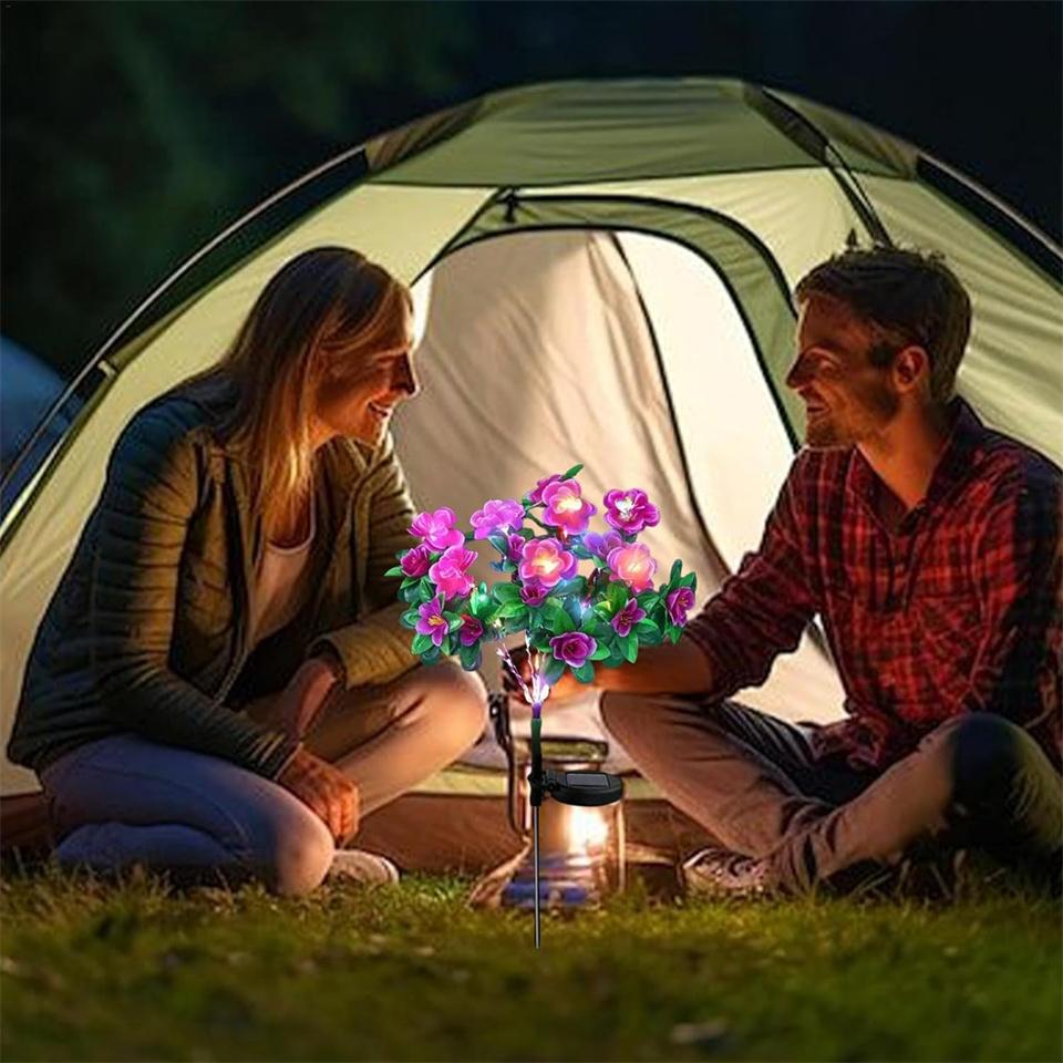 LED Solar Azalea Flowers Garden Lamp Home Decorative Light Landscape Lawn Path Holiday Wedding Lights