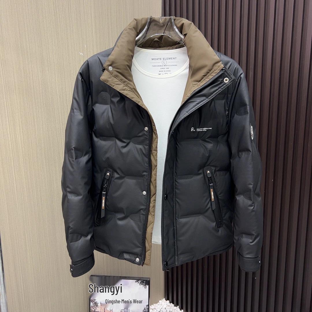

Men s Fashion Brand Winter 2025 Short Down Jacket: Youth Style, Thickened, Stand Collar, Trendy. XL чорний