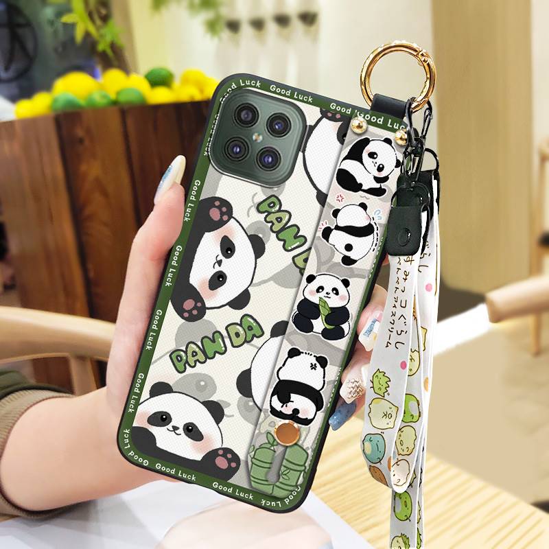 Durable Cute Phone Case For Cubot C30 Wrist Strap Anti-knock Cartoon Anti-dust Fashion Design Kickstand Waterproof Panda
