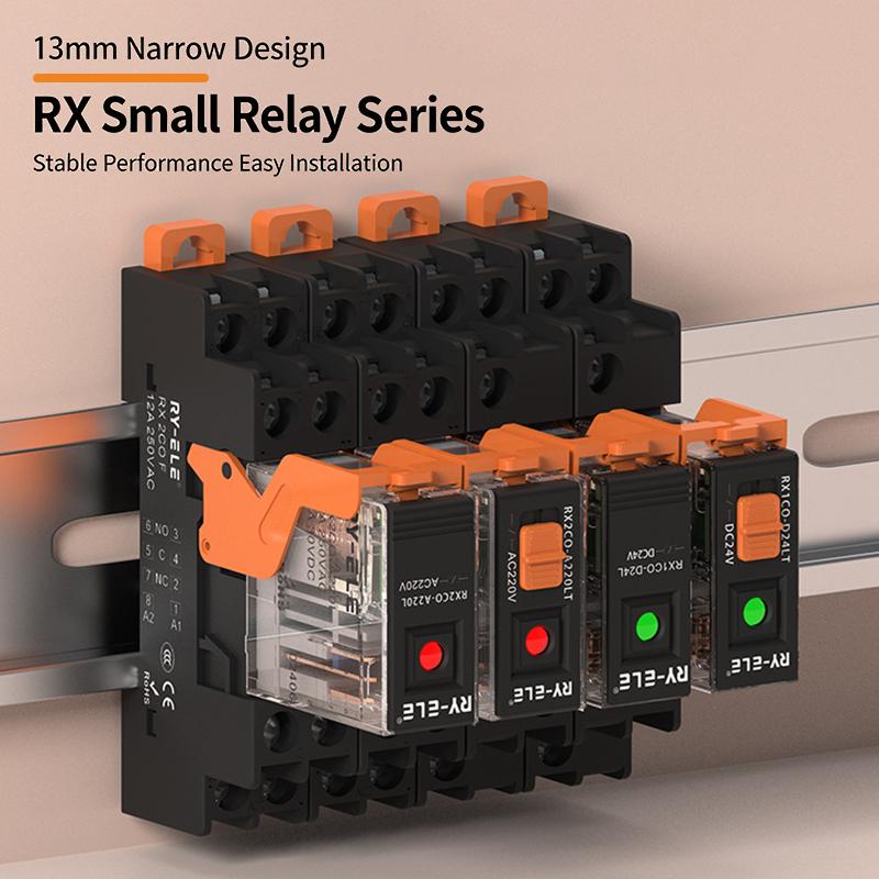 Power Relay 12A 24Vdc/220Vac Coil, Din Rail Mount Industrial Relay For Plc Control System