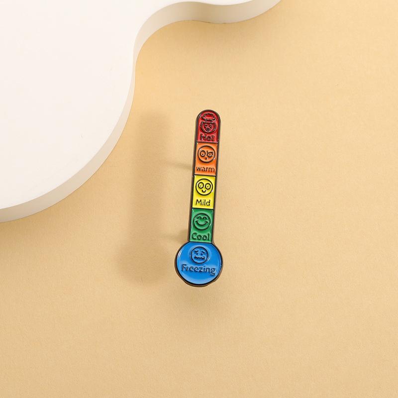 Colorful Mood Emoji Thermometer Brooch - Creative Gift Pin in Book Packaging