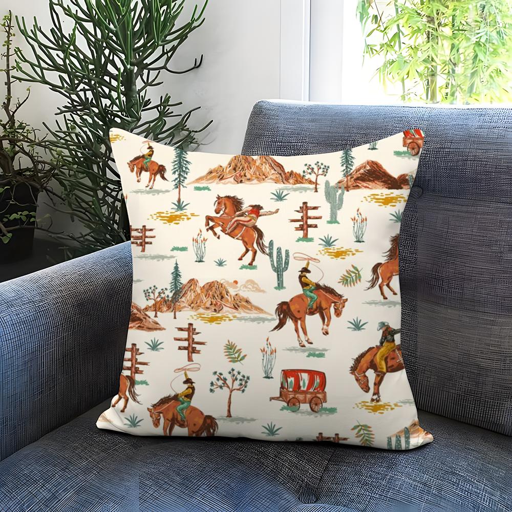 Horse Cushion Cover Comfortable Reversible Pillow Cover Ideal for Car Sofa Bedroom Beyond