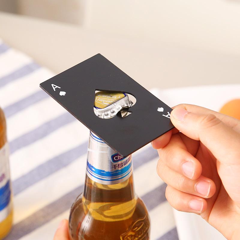 Poker Beer Bottle Opener,magnet Beer Opener,stainless Steel Push Down Opener Wine Beer Soda Cap Opener Kitchen Accessories