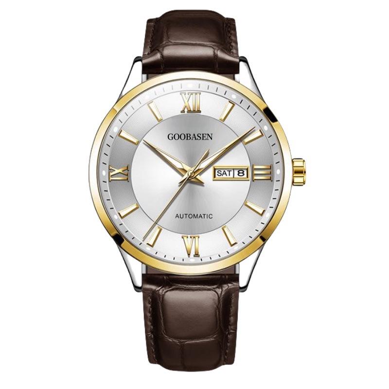 Gu Ba Sen Men's Waterproof Luminous Imitation Mechanical Watch with Calendar