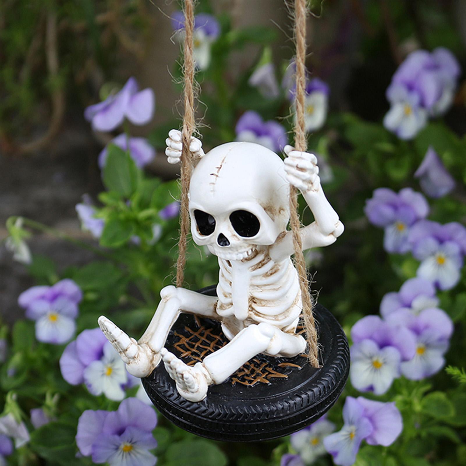 

Halloween Skeleton Tire Swin Hollow Big Eyes Punk-Style Garden Ornament for Halloween Festival Gift Default
