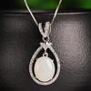 Retro Ethnic Hetian Jade Pendant Necklace with Certified 925 Sterling Silver Openwork Design