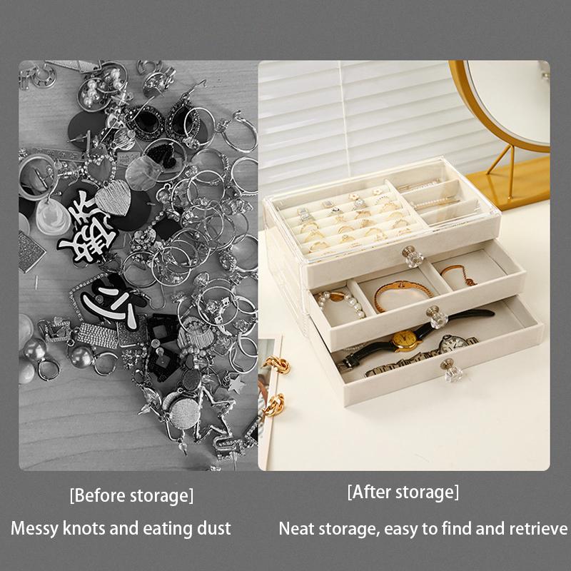 Acrylic Jewelry Storage Box, Partition Tray, Used For Earring, Ring, Necklace Display Rack, Suitable For Bedroom Dressing Table