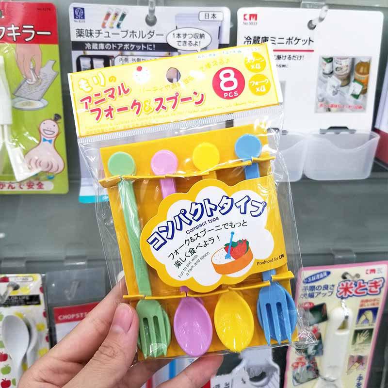 1Set Fruit Fork Dessert Spoon Reusable Tableware Children Snack Cake Dessert Food Pick Toothpick Bento Lunches Party Decor
