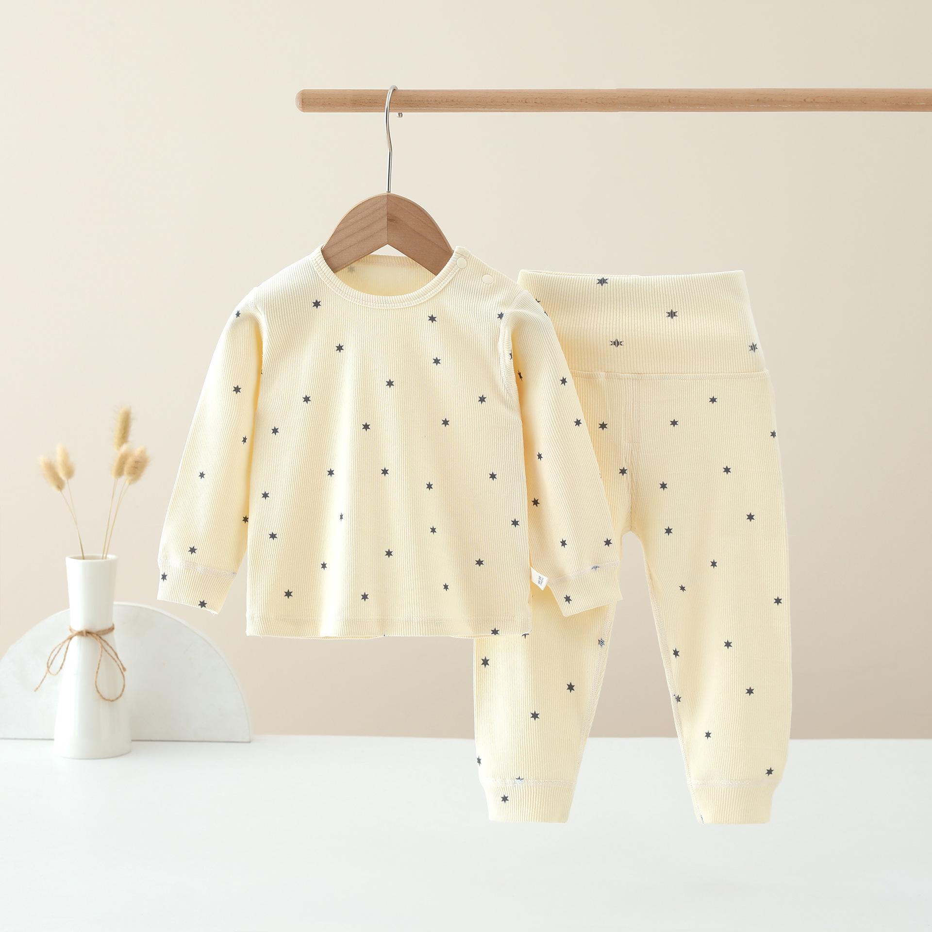 

Детский хлопковый раздельный костюм: Осенний пижамный комплект для мальчиков и девочек 73 cm