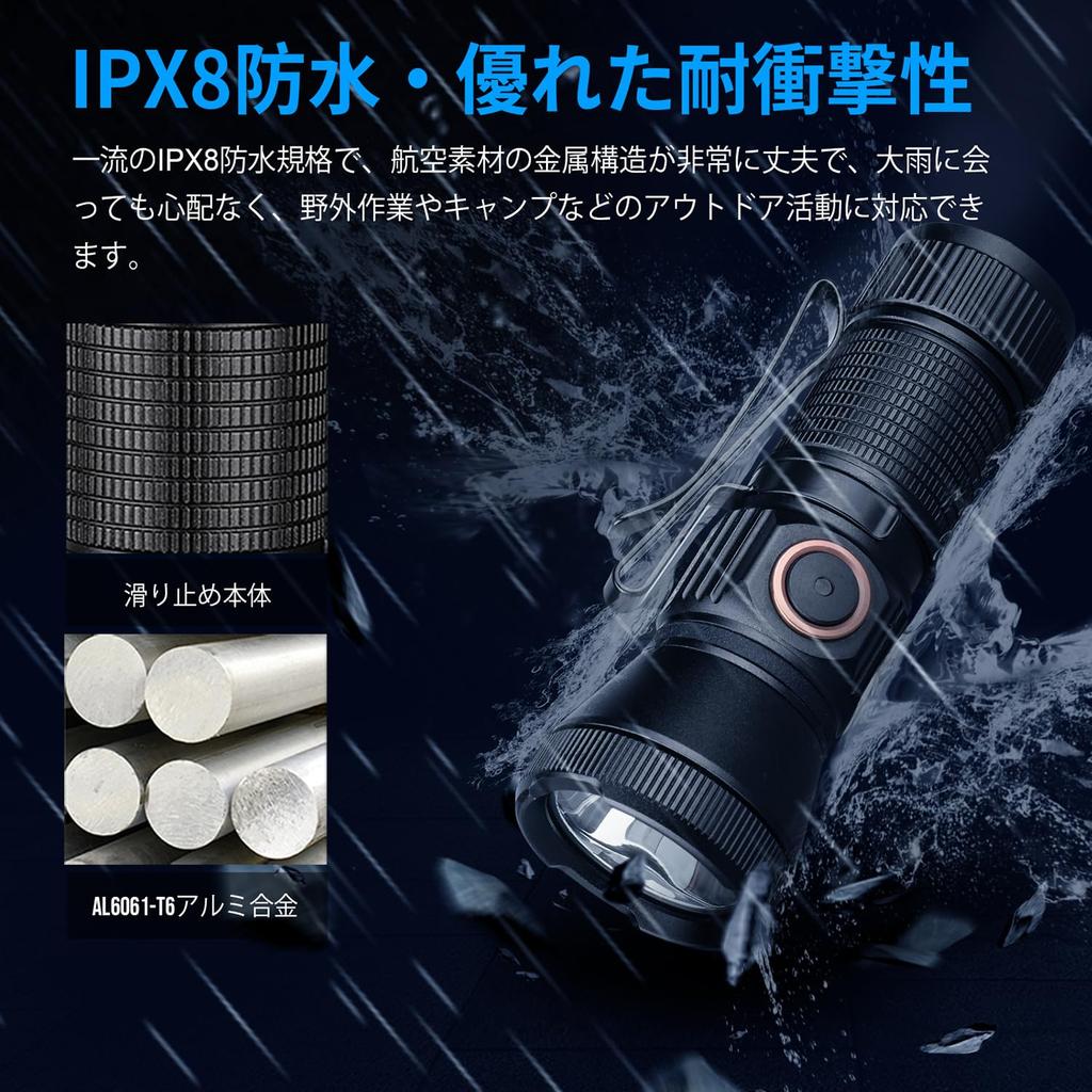 TrustFire Powerful LED 1050 USB 5 Dimmable New EDC Handheld IPX8 with Ideal for Disaster and Camping Flashlight, Lumens, Magnetic, Type-C,