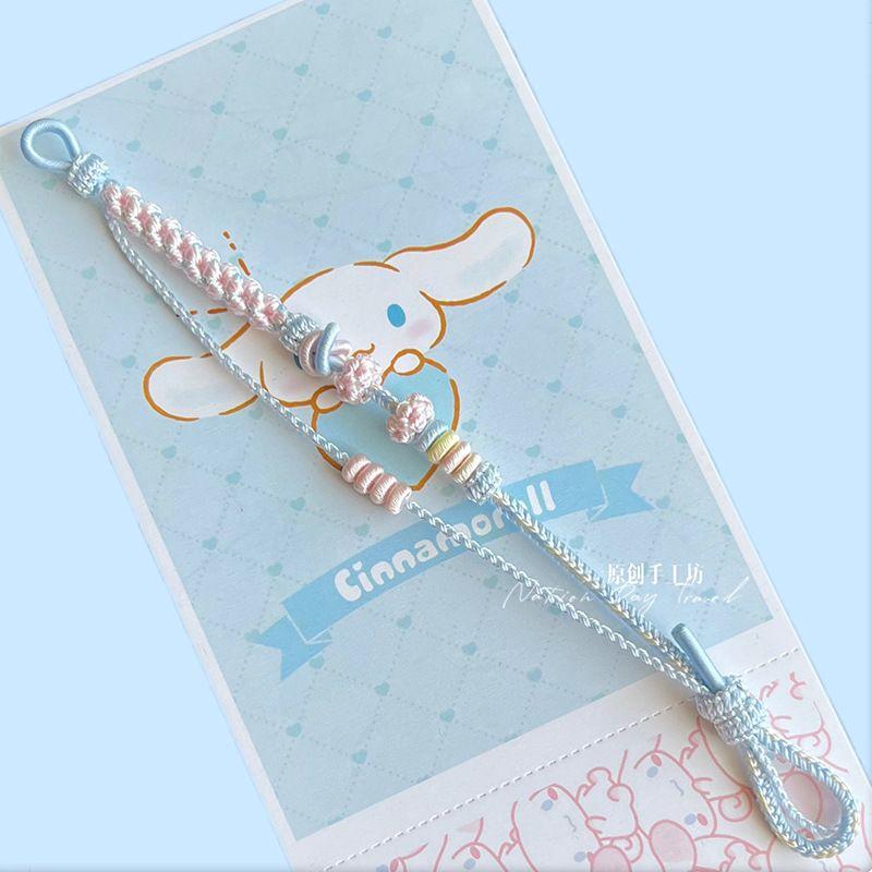 

Плетеный вручную двухслойный ремешок для переноски, носимый, с золотыми бусинами на удачу, плетеный шнур, полуфабрикат для DIY, браслет с двойным узлом «Цветок персика» Colorful blue peach blossom double-layer version