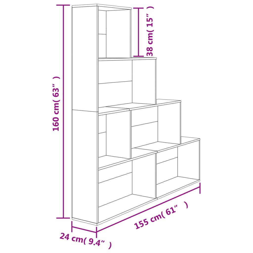 Bookshelf Room Divider Concrete Grey 155 x 24 x 160 cm Particleboard