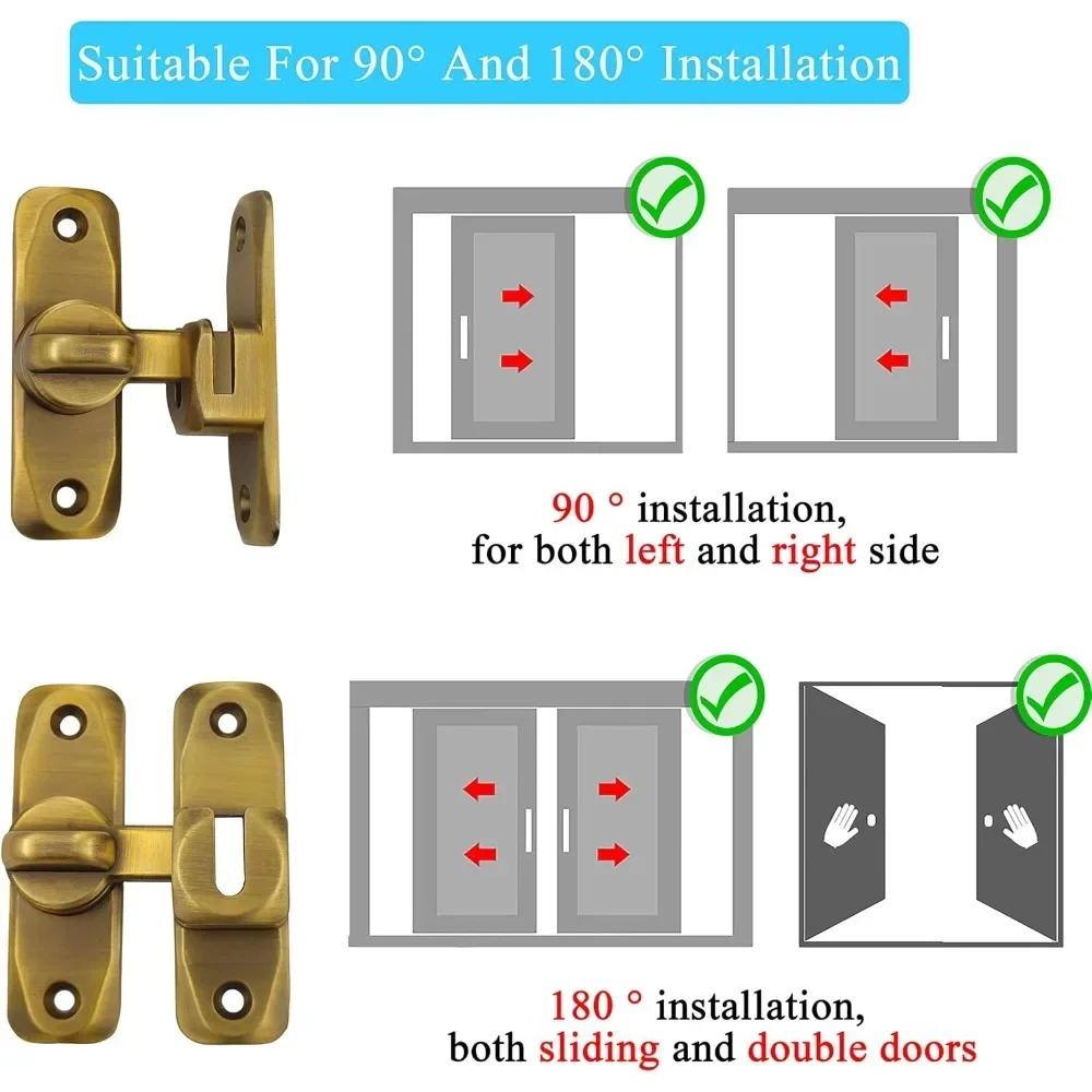 90° Sliding Door Latch Solid Buckle Cam Cylinder Locks Sliding Door Lock Anti-theft Buckle Door Lock Home Accessories