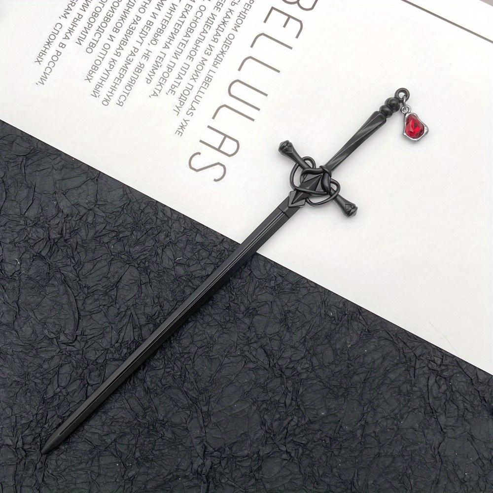 Ruby Pendant Vintage Hair Stick Headband, Vintage Style Headwear, Hanfu Paired with Exquisite Hairpin Accessories.