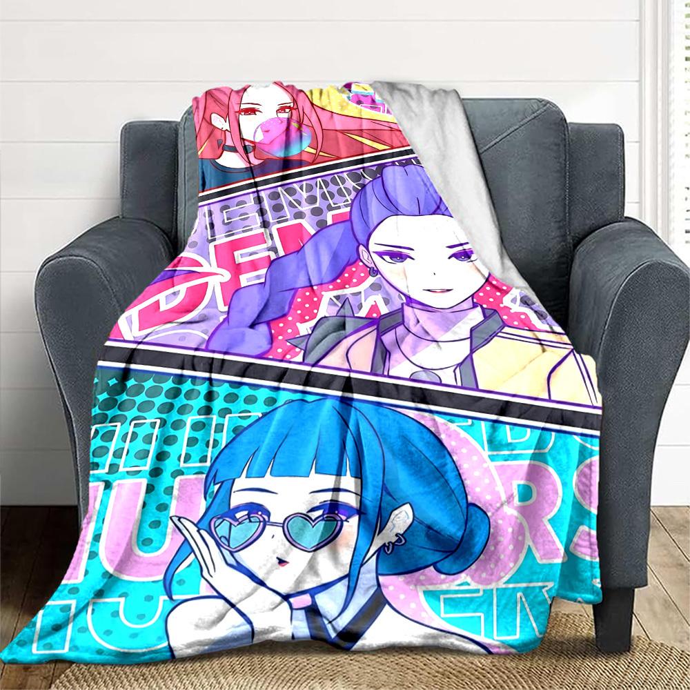 1pc K Pop, Demon Hunter Soft Comfortable Blanket Digital Print, All Season Multipurpose Knit Fabric Bedding, Office, Sofa Home Decor Blanket
