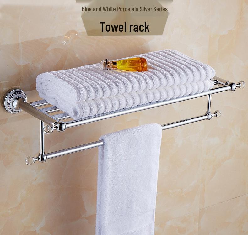 European Stainless Steel No-Drill Bathroom Set: Towel & Toilet Wall Storage Rack