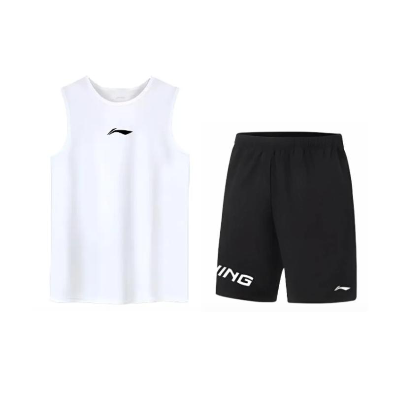 Li-Ning Summer Mens Sleeveless Vest Comfortable Breathable Quick-Dry Simple Versatile Fashion Casual Sports Suit Men suit YVSW035-1+YKSV113-1