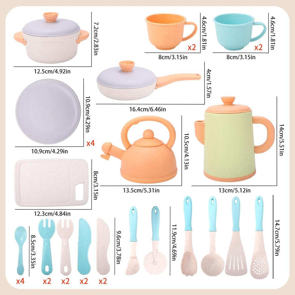 RUIDYA Pretend Play Kitchen Set - Toy for 2-3 Year Olds - Educational Toy - Includes Kitchen Utensils, Pots & Pans, Cooking Utensils, and Afternoon