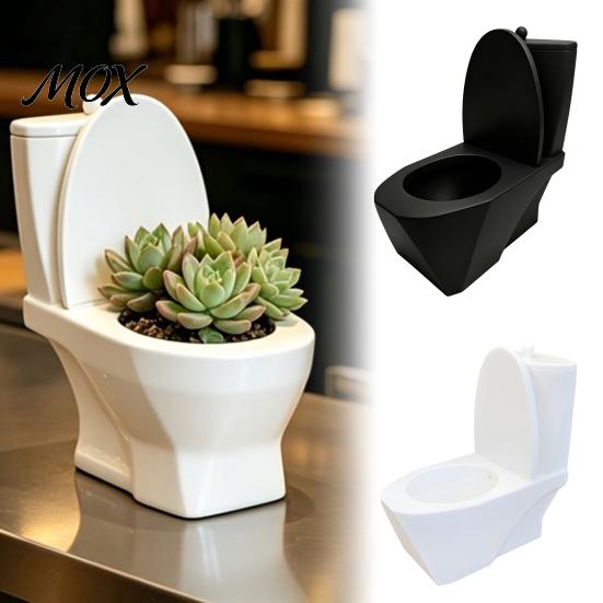 Flower Pot for Desk Toilet Shaped Pot, 3D Printed Planter with Storage Humorous Tank, Creative Plant And Bathroom Decor Unique Gardening Gift Friends