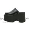Gdgydh Moda Sandali a Zeppa con Punta Quadrata Mocassini Slip-On Neri Tacchi Spessi Calzature Estive Comode per Donna Pantofole