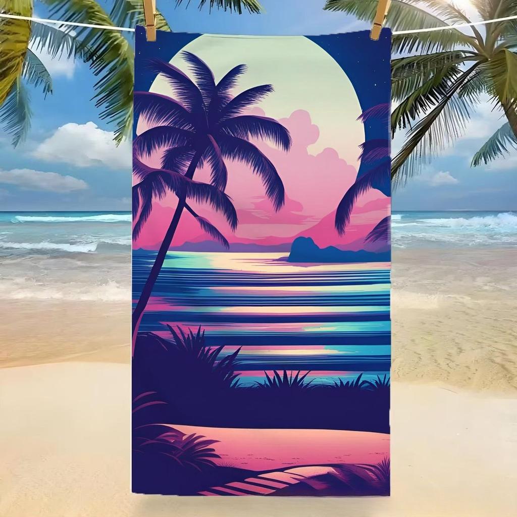 Summer Tropical Palm Tree Absorbent and Quick-drying Beach Towel Microfiber Yoga Swimming Beach Towel Printed Seaside Bath Towel