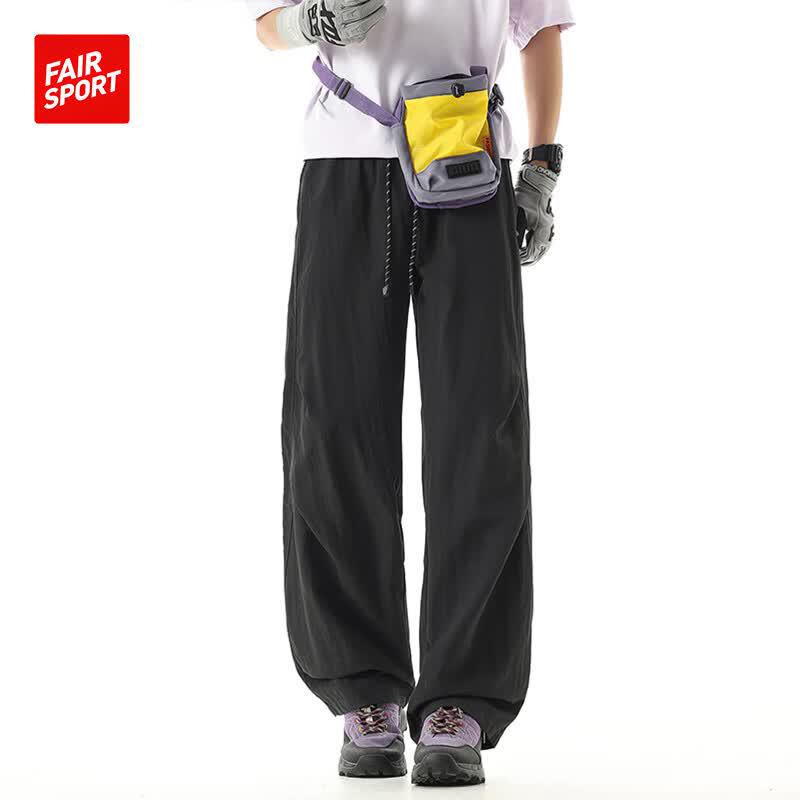 FAIR SPORT Men s American Retro Ice Silk Loose Wide-Leg Sport Pants 3XL