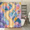 1pc Cartoon Colorful Forest Shower Curtain, Decorative Printed Bath Towel with Hooks Included, Bathroom Accessories