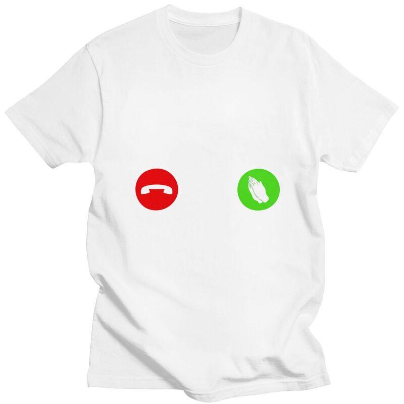 Camisetas Personalizadas para Hombre 'Dios Te Está Llamando' Rechazar o Rezar Manga Corta Camiseta Casual Camiseta Ajuste Holgado Camisetas 100% Algodón Regalo