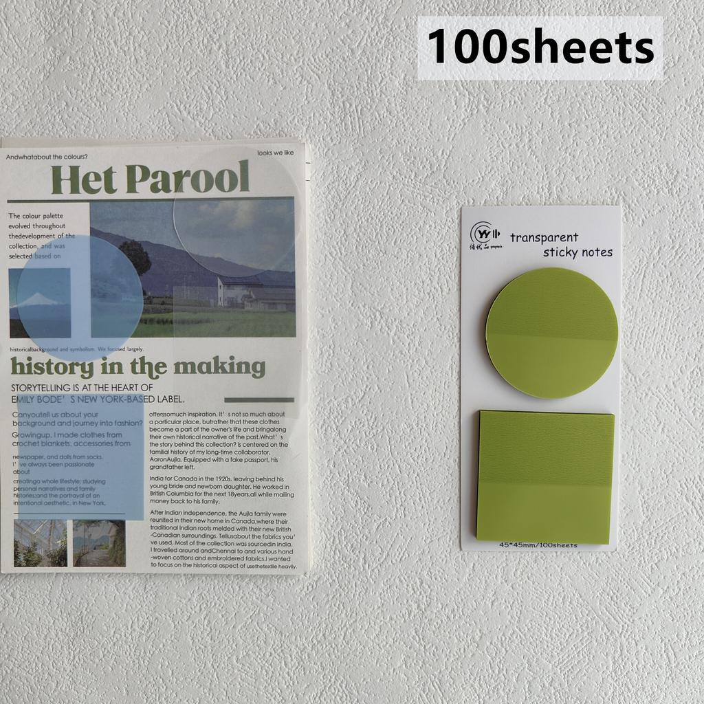 100 Sheets Transparent Sticky Notes Stickers Note Pads Paper Clear Notepad School Stationery Office Supplies